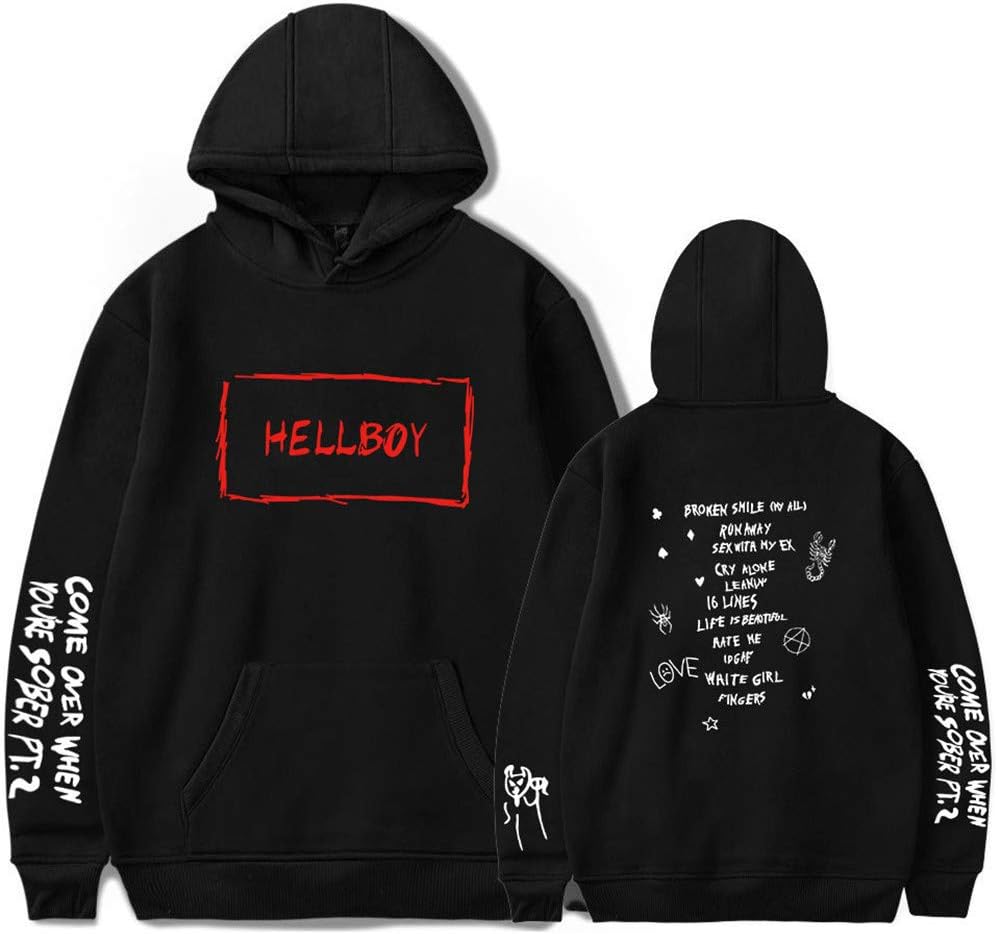AWKingbf Unisex Hoodie Sweatshirt Lil Peep Hellboy Printed Pullover Teens Casual Pullover Fashion Hooded Sweatshirt S-4XL for Boy Girl