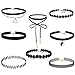 FIBO STEEL 8PCS Womens Black Velvet Choker Necklace for Girls Lace Choker Tattoo Necklace …