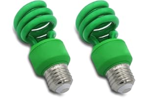 lumenivo 13 Watt Spiral CFL Green Light Bulb 13W Outdoor Green Light Bulb for Patio, Porch, Christmas Lights, Decorative Lighting, and Parties - E26 Medium Screw Base - 120V - 2 Pack