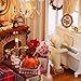 Decdeal DIY Christmas Miniature Dollhouse Kit Realistic Mini 3D Wooden House Room Craft Furniture LED Lights Children's Day Birthday Gift Christmas Decoration (Refined Version, Merry Christmas)