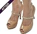 Sassy Strapps Women's Beige Classic Round Rhinestone Shoe Straps