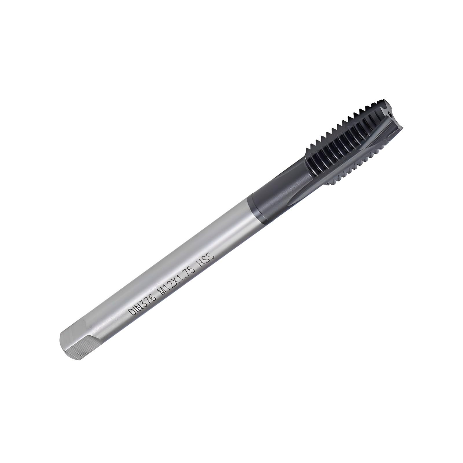 Boxonly Spiral Point Threading Tap M12 x 1.75mm, for Through-Hole Threads, H2 High Speed Steel, TICN Coated Finish, Round Shank with Square End, Metric Drill Thread Screw Taps Tapping Bit 1pcs