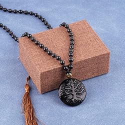 VIKCAUX Black Obsidian Necklace Tree of Life