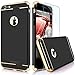 iphone 6 Case, iphone 6s Case, Anole Ultra-thin 3in1 Electroplate Metal Texture Plastic Hard Back Case Cover & Tempered Glass Screen Protector for Apple iphone 6 4.7 Inch (Black)