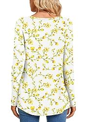 CATHY Womens Long Sleeve Tunic Tops Henley Shirt