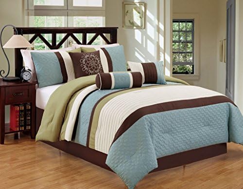 Closeout 7 Piece Bed/Comforter in a Bag (Queen, Blue/Green)