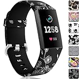 Maledan Compatible with Fitbit Charge 3 Bands, Water Resistant Breathable Strap Wristbands Compatible with Fitbit Charge 3 Fitness Activity Tracker, Flower Fairy, Small