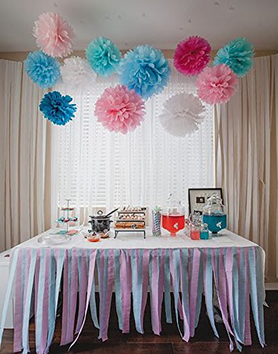 blue and pink baby shower decorations
