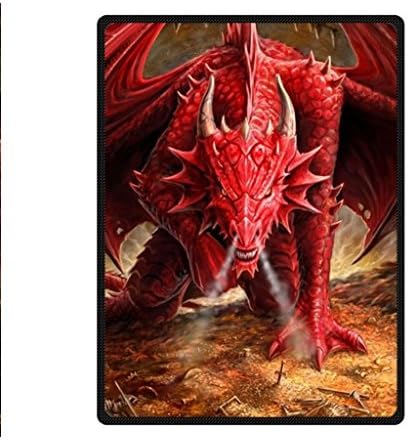 Blanket Fashion Press Creative Red Fire Dragon Design 58 x 80 Inch Fleece Sheet Throw Bedding Fleece Throw