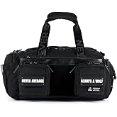 WOLFpak 20L Mini Duffle Bag for Gym & Travel | Waterproof Carry-On Weekender Bag with Shoe Compartment, Hard Bottom, and Tactical Molle System (Alpha Black)