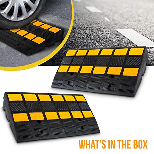 PYLE Car Vehicle Curbside Driveway Ramp2PC Heavy Duty Rubber Threshold