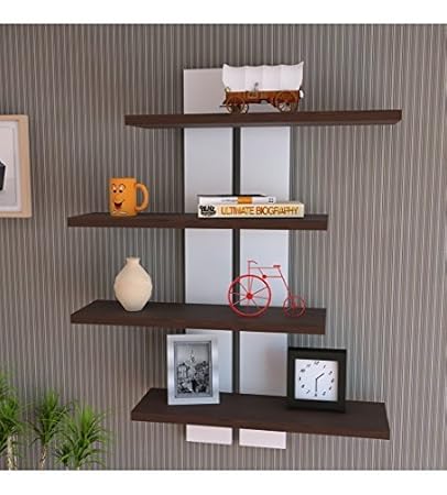 Red Wood Home Decor Bookcase Wall Shelf Magazine Holder/Magazine Rack for Home & Office - Brown & White