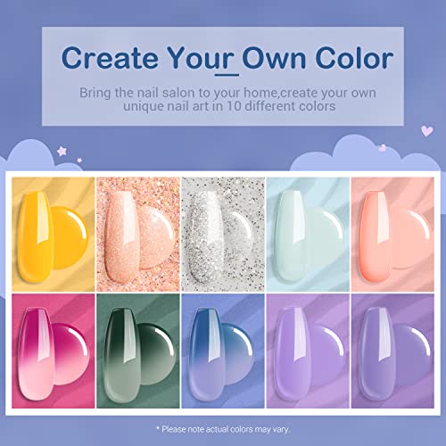 Dip Powder Nail Colors,AZUREBEAUTY 10 Colors Changing Glow in the Dark
