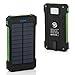 Solar Phone Charger, FKANT 10000mAh Portable Battery Charger Outdoor Dual USB External Battery Pack Solar Power Bank with LED Light and Compass for iPhone iPad Android Phones and More