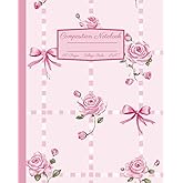 Coquette Composition Notebook: Pink College-Rule Lined Journal with Bows & Roses; 8x10"