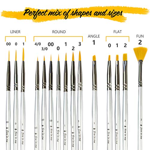 Premium Fine Detail Paint Brush Set of 15 pcs Synthetic Small Miniature Tiny Paint Brushes for Face Painting, Models, Nail Art - Ideal for Acrylic Watercolor Oil Enamel - Quality Guarantee