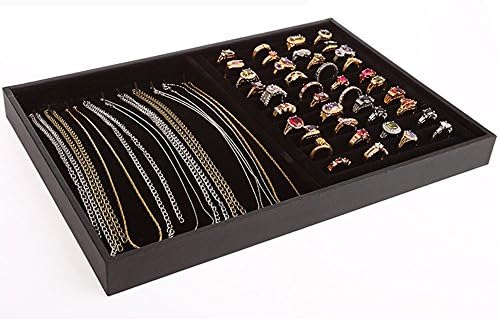 ZJKJ Jewelry Ring Display Tray Velvet Necklace Showcase Cufflinks Storage Holder Organizer