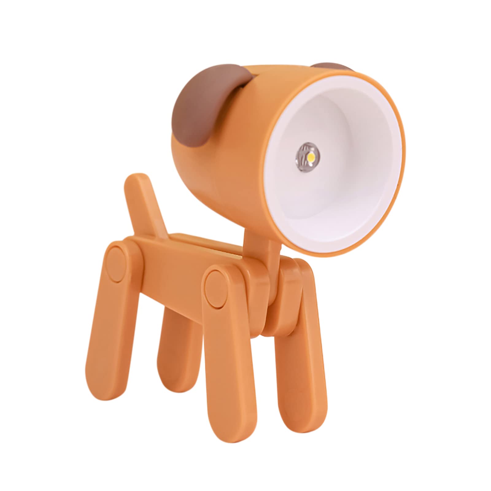 LED Cute Night Light Dog, DIY Cartoon Mini Lamp, Folding Cell Phone Stand Desk Lamp Animal Reading Light Decorative Ornaments Eye-Protection Lamp for Kids (Orange Dog)