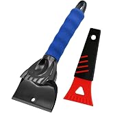 AIMCOCO Small Ice Scraper for Cars SUVs Trucks, Non-Scratch Ice Scrapers for Refrigerator Car Windshield, Winter Ice Shovel Tools Car Window Frost Snow Brush Scrapers Removal with Foam Handle, 2PCS