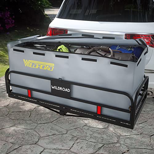 Wildroad Hitch Mount Cargo Carrier Basket 500 LBS Folding Vehicle Cargo