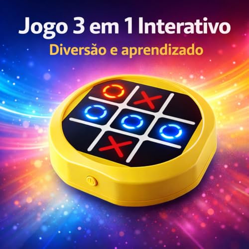 Jogo da Velha Eletrônico 3 em 1 com Luzes, Jogo da Memória e Jogo Topeira, Brinquedo Interativo Portátil com Som e Luz, Jogo Educativo Infantil