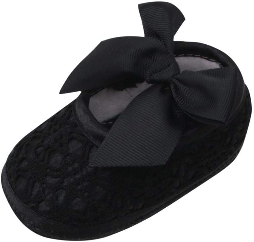 SHOBDW Girls Shoes, Newborn Infant Baby Girls Crib Soft Sole Anti-Slip Sneakers Cute Sweet Bowknot Shoes