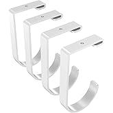FLEXIMOUNTS 4 Pack Add On Storage Flat Hook Accessory for Garage Ceiling Rack and Wall Shelving, Max Weight Capacity up to 50lbs, White