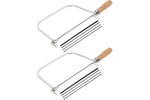 EXHUMKY 2 Sets Mini Fret Hand Saw for Woodworking with Wooden Handle, 7-Inch Scroll Saw Set for Jewelry