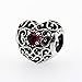 PANDORA 791784sru July Signature Heart Synthetic Ruby Charm