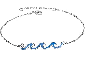 Lauren-Spencer Wave Anklet for Women Gold Silver Plated Beach Ankle Bracelets Ocean Wave Boho Anklets Adjustable Summer Foot Jewelry for Women Teen Girls Birthday Gifts