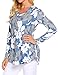Sweetnight Women Floral Print V Neck Button Decor Peasant Summer Swing Tunic Tops Shirts