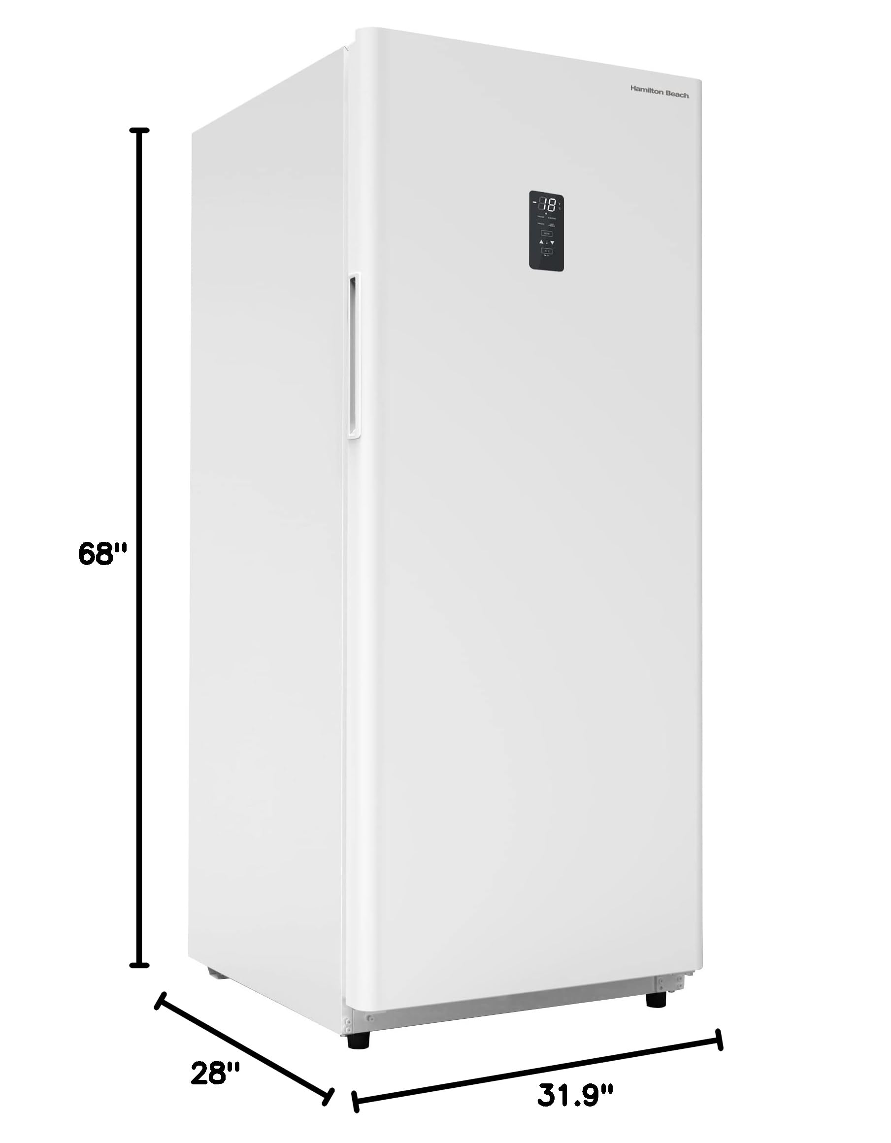 Hamilton Beach HZ8971 17 cu ft Upright Convertible Fridge/Freezer-Frost Free-Reversible Door-Removable Glass Shelves-LED Interior Light, White