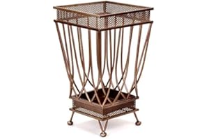 Dualplex Super Quality Umbrella Stand, Umbrella Holder, Antique Look Metal Entry Hallway Décor Square Style w/Removable Drip Tray Home Office Decoration Rack Holds Umbrellas Canes Walking Sticks