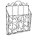 MyGift Black Metal Wall Magazine Holder, Hanging Mail Holder Document Organizer and Display Rack with Scrollwork Design