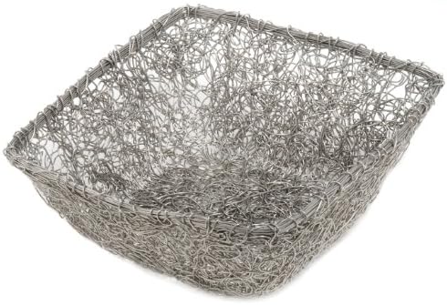 KINDWER Square Twist Wire Mesh Basket, 11-Inch, Silver
