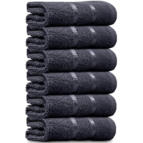 Towelogy® Luxury Egyptian Cotton Face Cloth Flannel Fingertip Towels Set 500 GSM Supersoft and Highly Absorbent Washcloths 30x30 cm (Pack 10, Black) — image 1