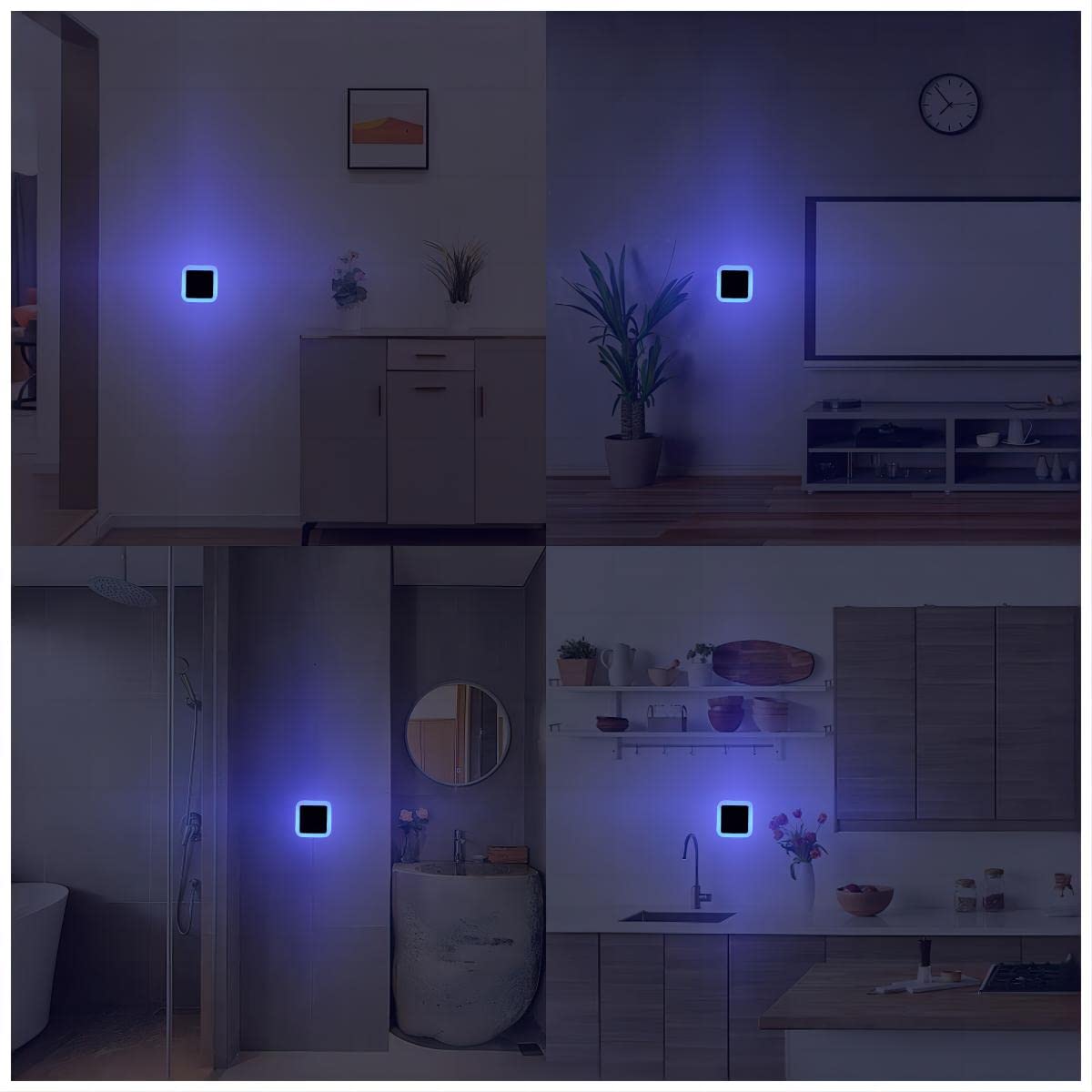 6 Pack Blue LED Night Light Plug in, Dusk to Dawn Sensor Automatic On and Off, Energy Efficient, Soft Glow Kids, Nursery, Bedroom, Bathroom, Hallway, Stairs, Kitchen