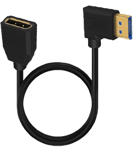 8K DisplayPort 1.4 Adapter Flat 90 Degree And 270 Degree Adapter 2 Pack, Right Angle DP Male To Female Vertical Connector Converter DP L Shape Extender, Support 8K@60Hz,4K@144Hz,4K@60Hz,4K@30Hz