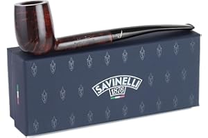 Savinelli Bing's Polished Finish - Long Stright Billiard Golf Inspired Briar Wood Pipe, Handmade in Italy