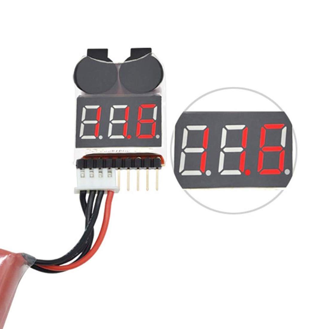 NoyoKere 2pcs 1-8S Lipo Bateria Battery Tester Monitor,Voltaje con indicador LED Alarma del Monitor