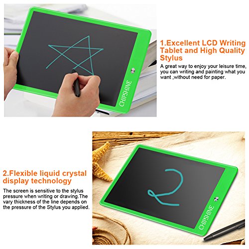 CHIPSHINE 10 Inch LCD Writing Tablet with Stylus and Stand Paperless Drawing Handwriting Pads for Kids Family Memo Office Writing(White)