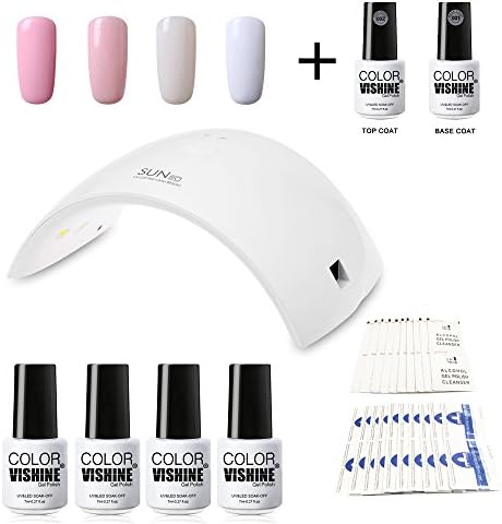 Doffx Nail Starter Kit 4 Colours Soak Off Gel Polish & Top Base Coat, 36W SUN9C Professional LED Lamp Gel Dryer Manicure, Remover & Cleanser Manicure Nail Art Tool #C001