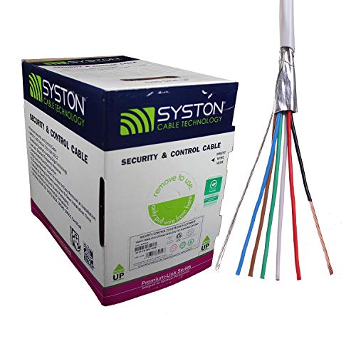 22/6 22 AWG 6 Stranded Pure Copper Conductors Shielded Security Control Alarm Cable, UL/ETL CMP/CL3P White 1000ft Box - Thumbnail 4