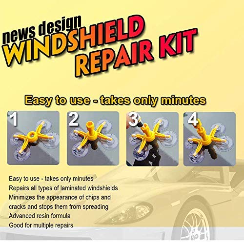 Windshield Repair Kit for Chips and Cracks, Bulls-Eye, Spider Web, Star-Shaped, Half-Moon Crescents Professional Windscreen Windshield Repair Tool Set, Quick Fix DIY Car Auto Kit Window Glass Scratch