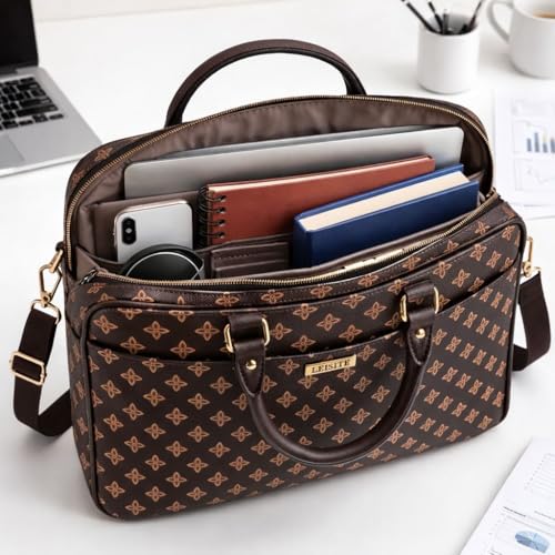Pasta Executiva Feminina Para Notebook 39cm Bolsa de Trabalho com Alça Transversal Removível e Zíper Duplo