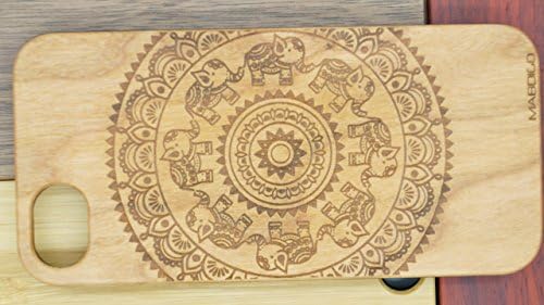 Top Quality Tribal Elephants Round iPhone Cases Custom Engraved For iPhone 6 / 6S Phone, Natural Wood Case (Maple Wood)
