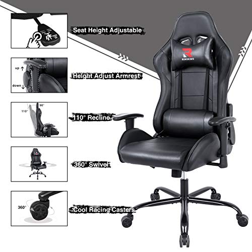 Rimiking Massage Computer Gaming ChairHigh Back PU Leather Racing Desk Office Chair, Swivel