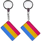 QQSD Pansexual Pan Pride Flag Keychain LGBT Key Ring, 2 Pack
