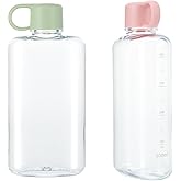 MAQUITA 2 Pack Portable Flat 17 oz BPA Free Tritan Slim Water Bottle, Plastic Travel Water Bottle for Outdoor Sports, Camping, Fitness, Fits Purse Bag Pocket