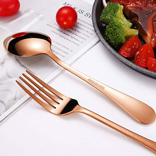 Rose gold Travel flatware set with Case Stainless Steel silverware Tableware Set,Include Knife/Fork/Spoon/Straw (Portable Rose gold)